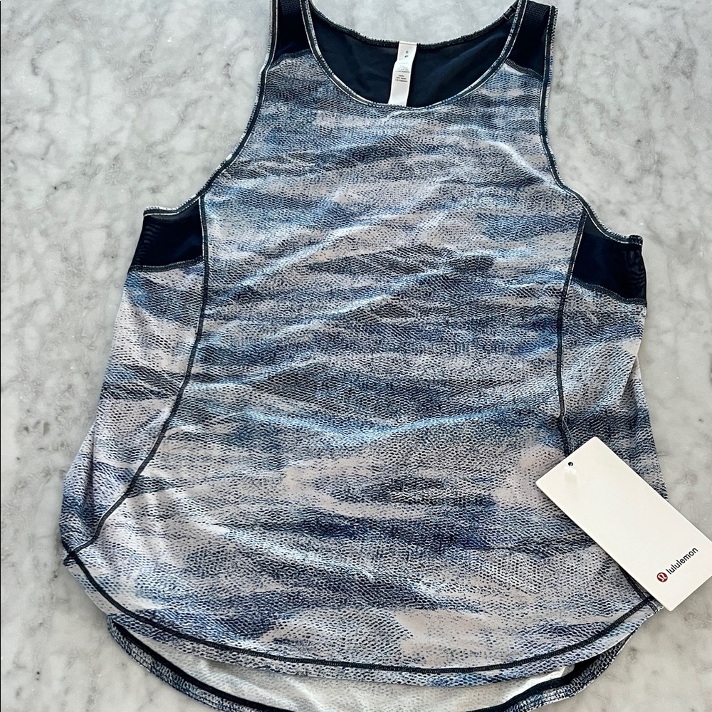lululemon athletica Patterned Blue Tank Top